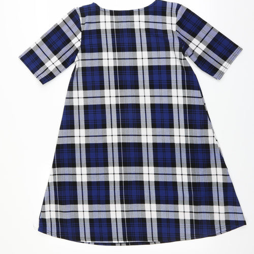 Apricot Womens Blue Plaid  T-Shirt Dress  Size 8