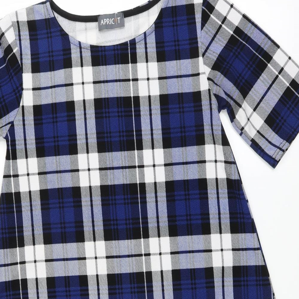 Apricot Womens Blue Plaid  T-Shirt Dress  Size 8