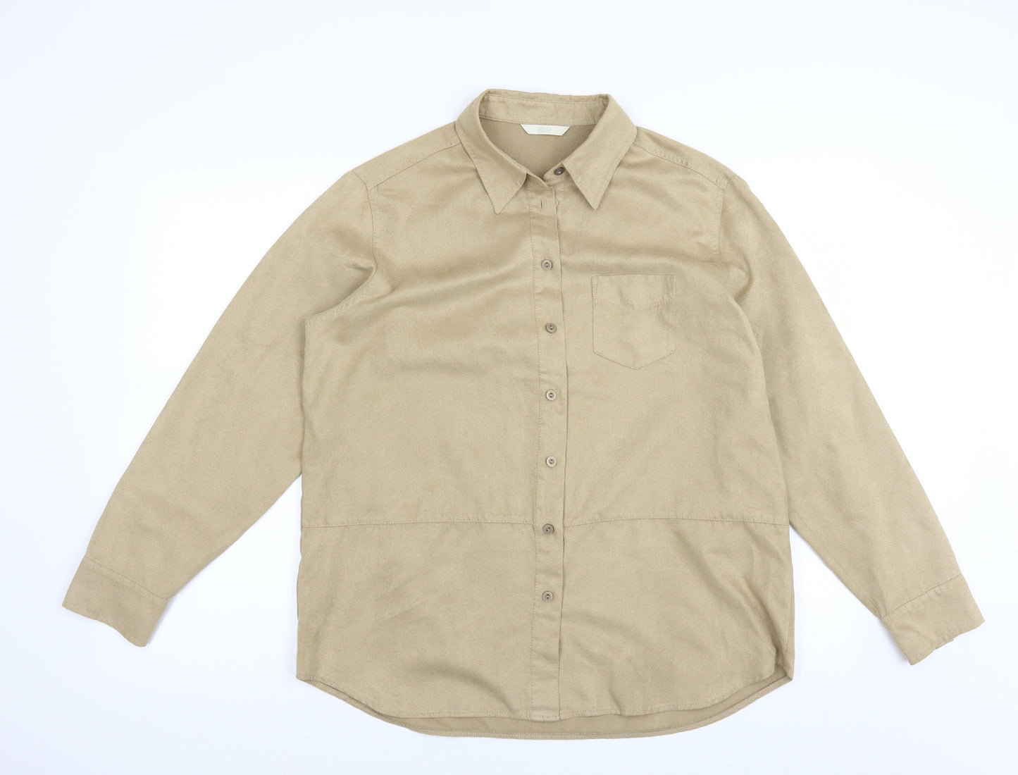 Marks and Spencer Womens Beige   Basic Button-Up Size 14