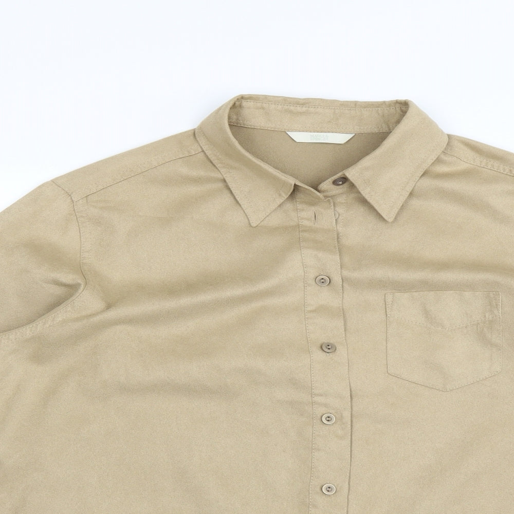 Marks and Spencer Womens Beige   Basic Button-Up Size 14