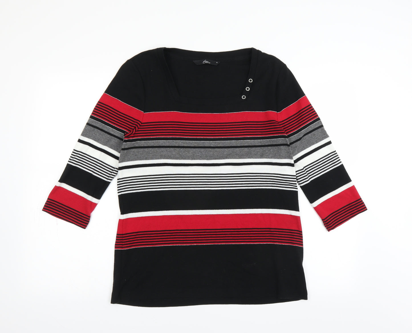 Bm Casual Womens Black Striped  Basic T-Shirt Size M