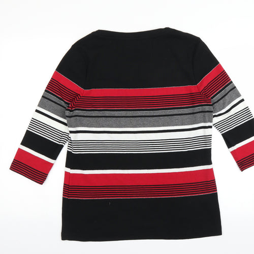 Bm Casual Womens Black Striped  Basic T-Shirt Size M