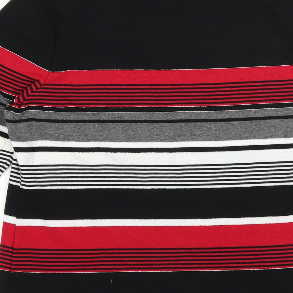 Bm Casual Womens Black Striped  Basic T-Shirt Size M