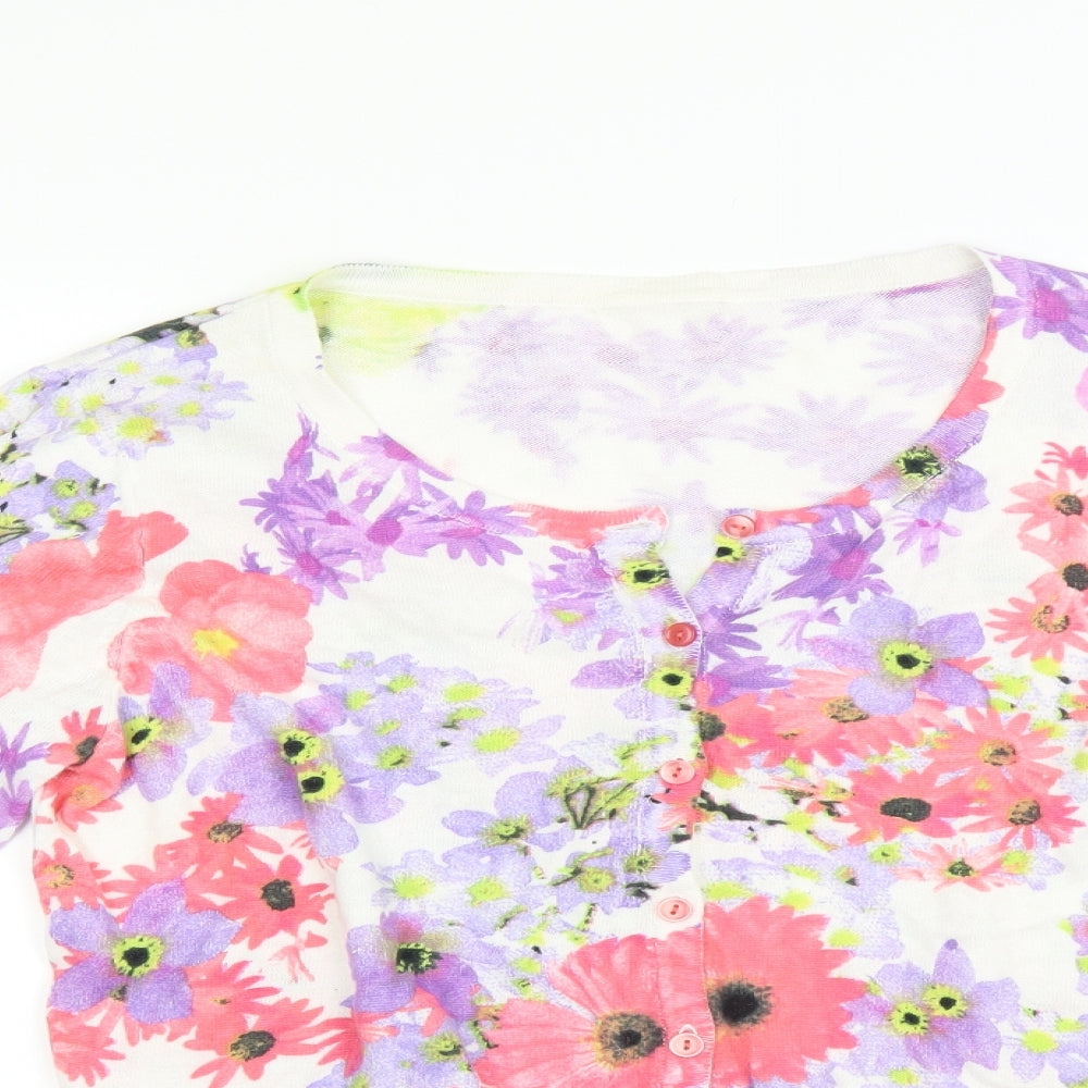 F&F Womens Multicoloured Floral  Cardigan Jumper Size 14