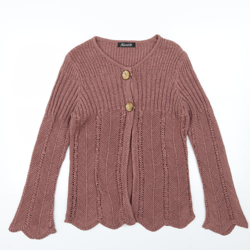 Alexara Womens Brown  Knit Cardigan Jumper Size L