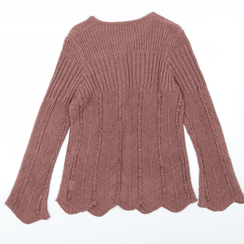Alexara Womens Brown  Knit Cardigan Jumper Size L