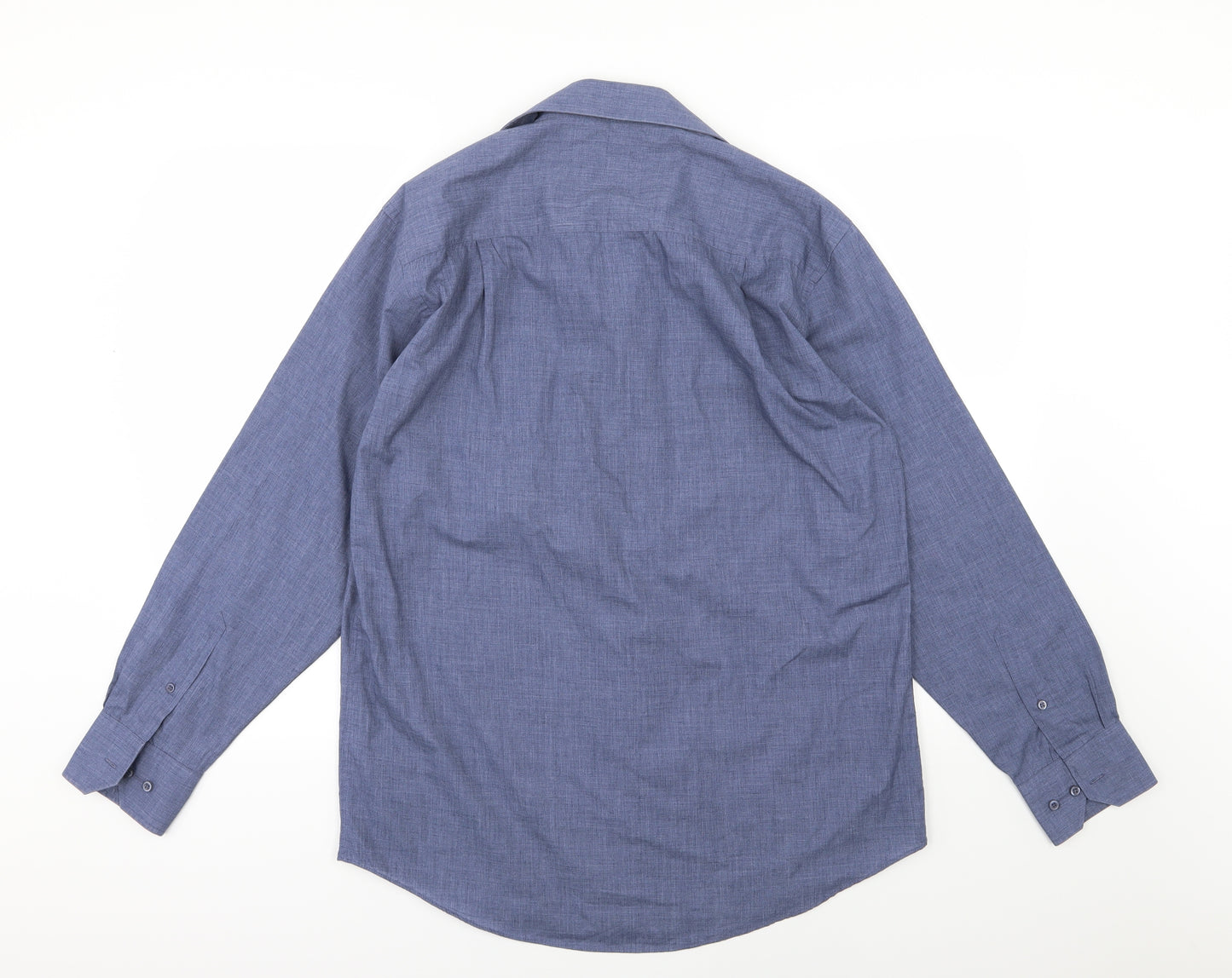 George Mens Blue  Woven  Dress Shirt Size 15.5