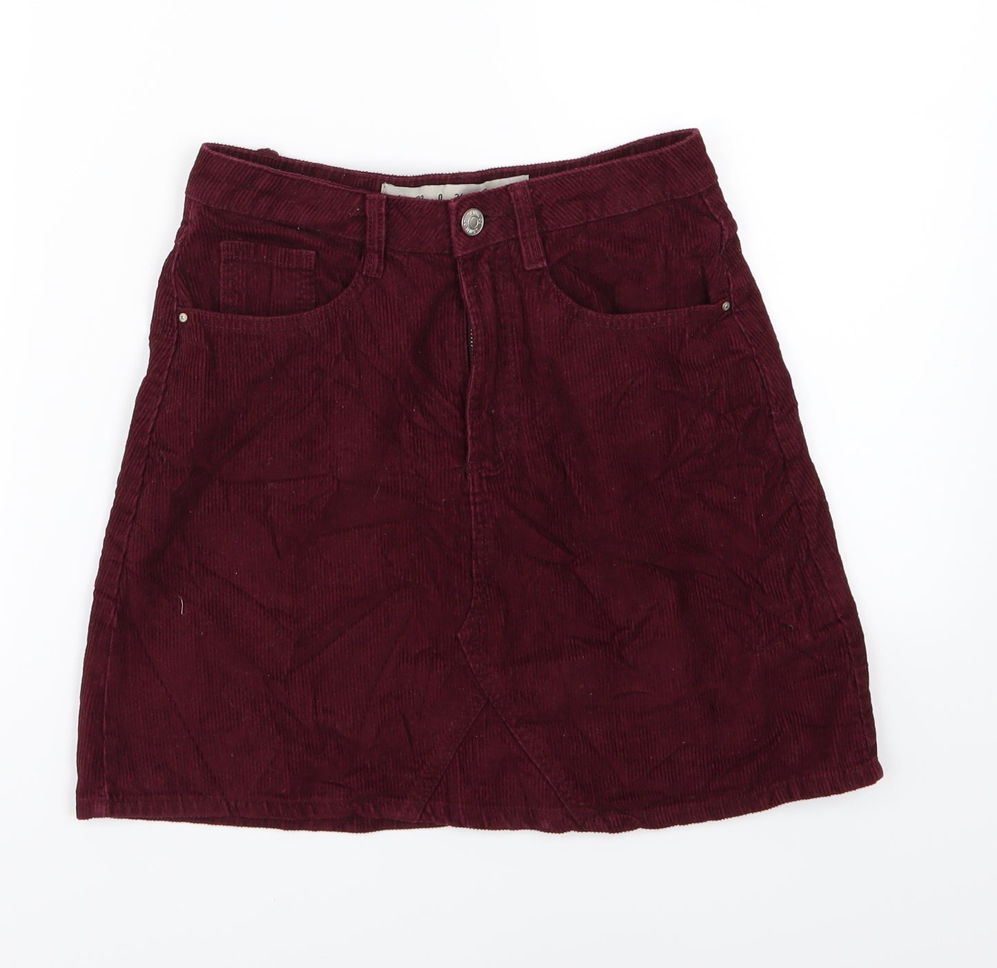 Denim & Co. Womens Purple  Corduroy A-Line Skirt Size 4  - Burgundy