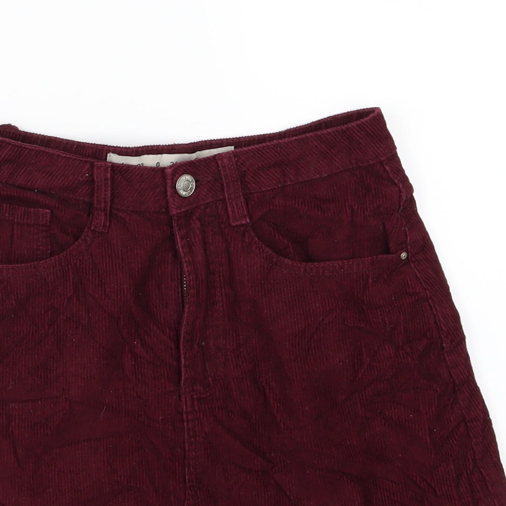 Denim & Co. Womens Purple  Corduroy A-Line Skirt Size 4  - Burgundy
