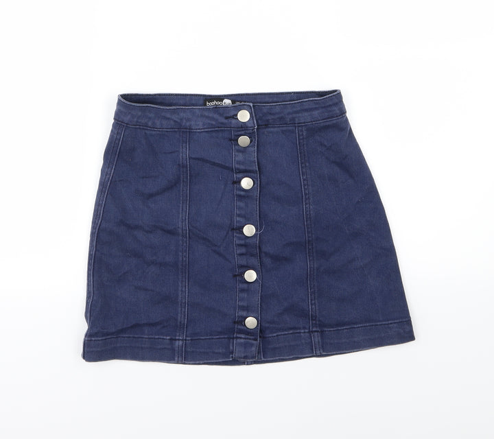 Boohoo Womens Blue Denim A-Line Skirt Size 8