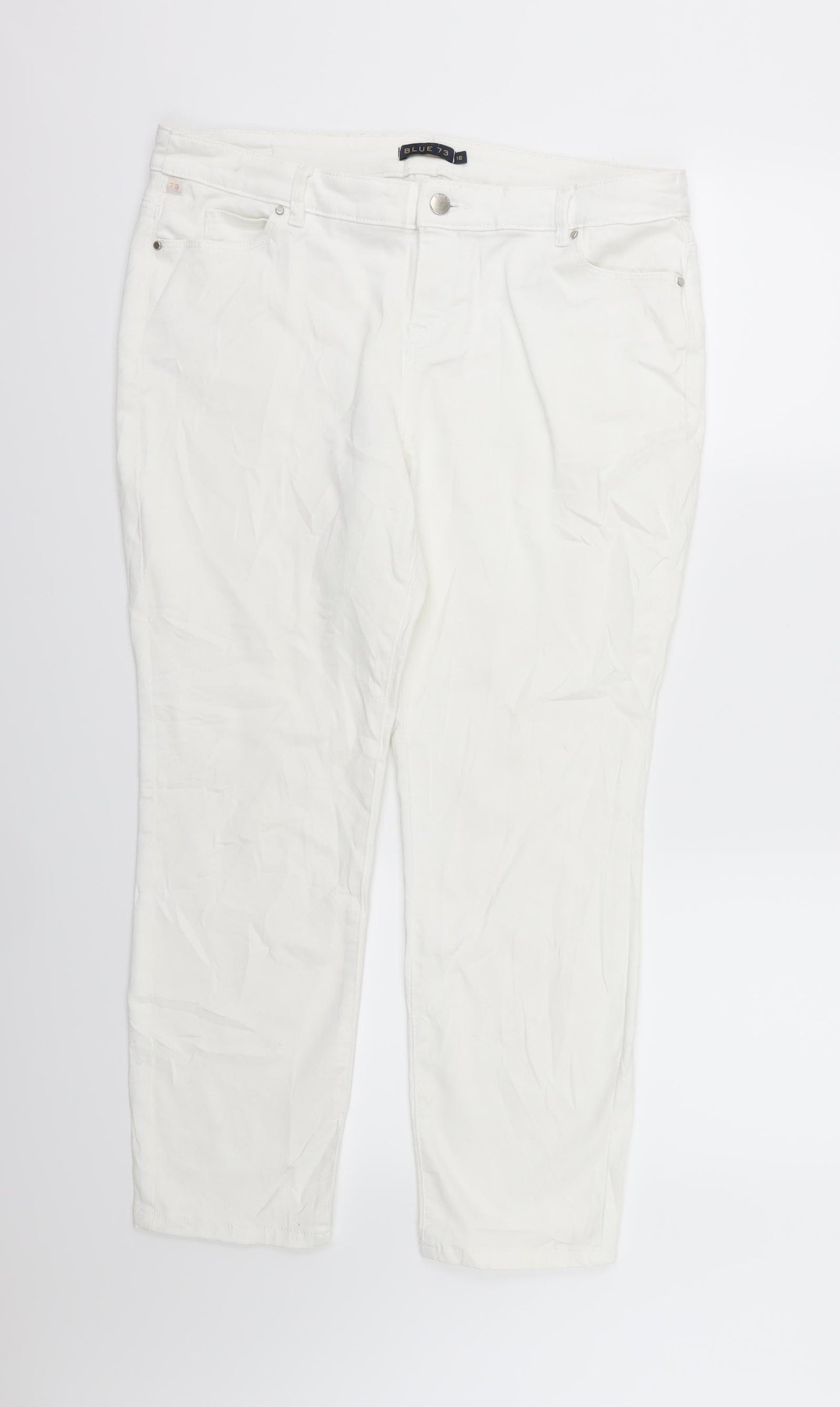 Blue 73 Womens White  Denim Skinny Jeans Size 16 L26 in