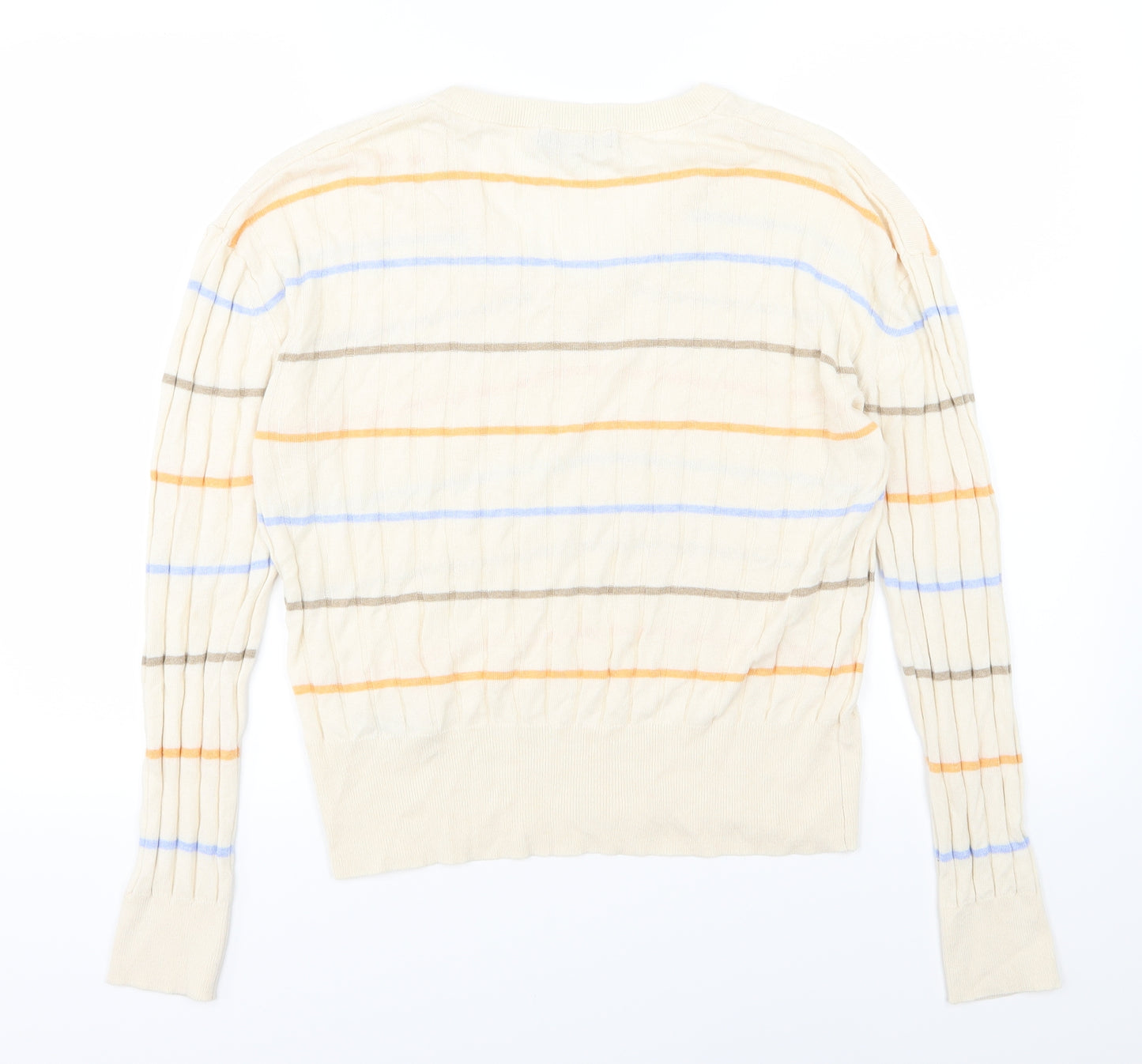 Marks and Spencer Womens Ivory Striped Knit Pullover Jumper Size L