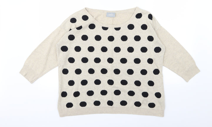Wallis Womens Brown Polka Dot Knit Pullover Jumper Size M