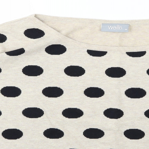 Wallis Womens Brown Polka Dot Knit Pullover Jumper Size M