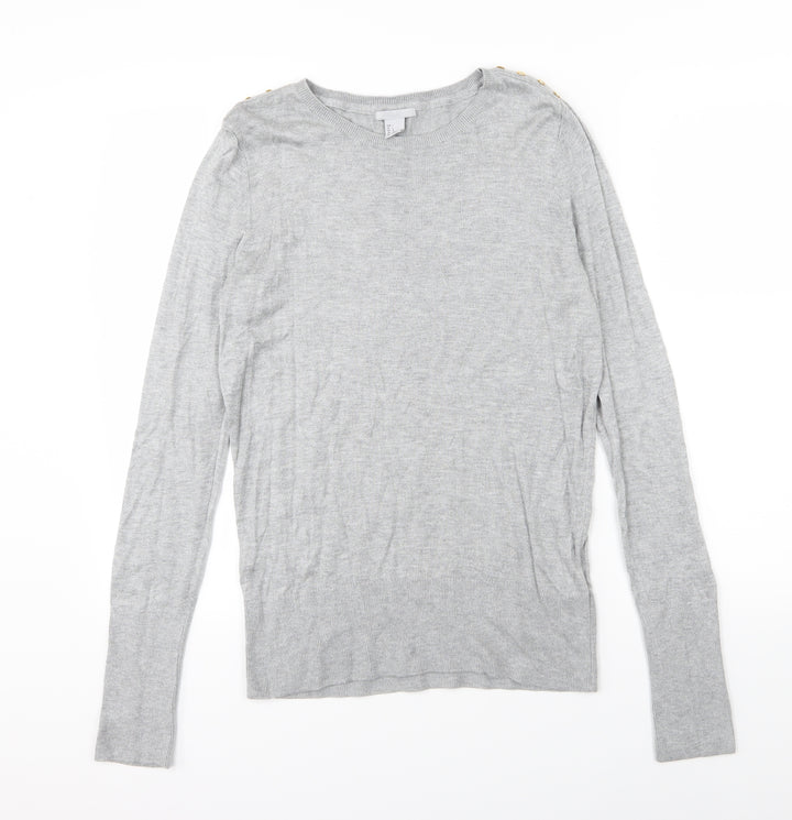H&M Womens Grey  Knit Pullover Jumper Size L