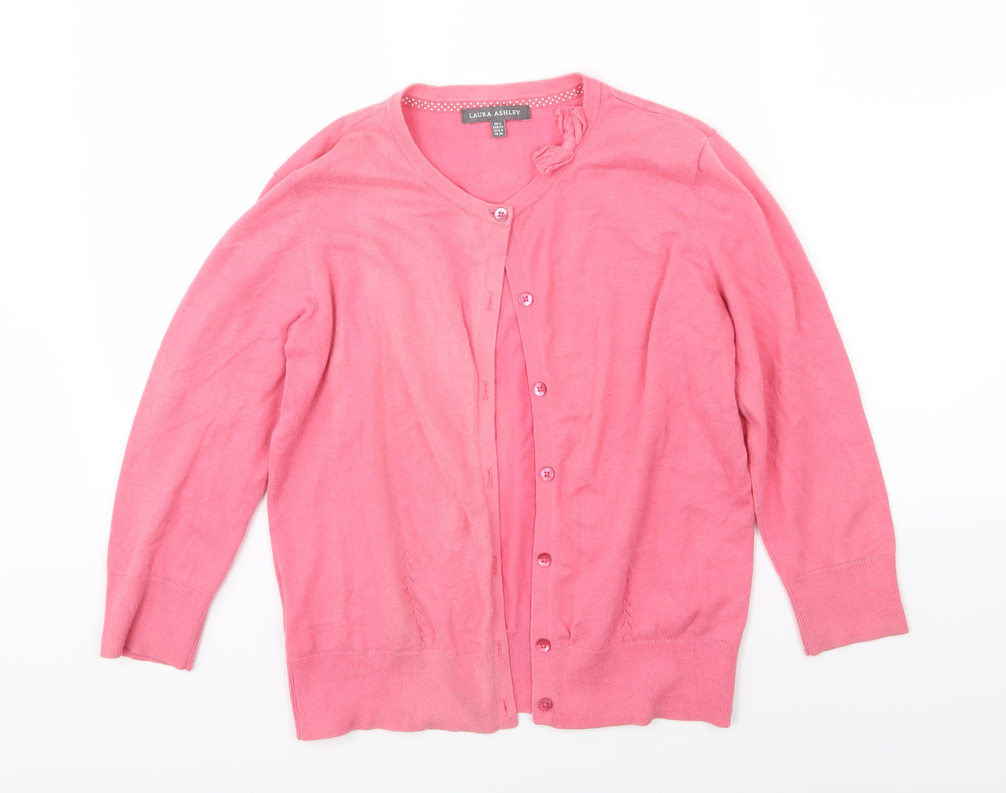 Laura Ashley Womens Pink  Knit Cardigan Jumper Size 8