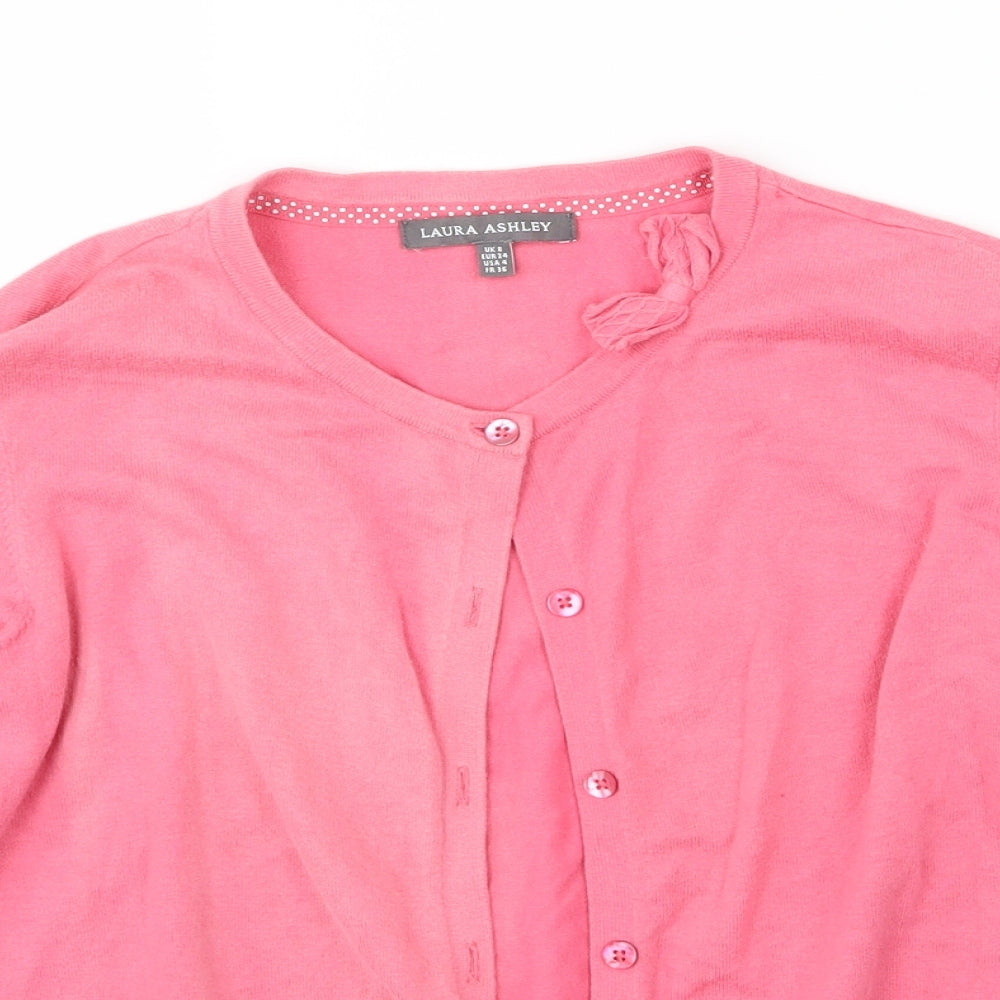 Laura Ashley Womens Pink  Knit Cardigan Jumper Size 8