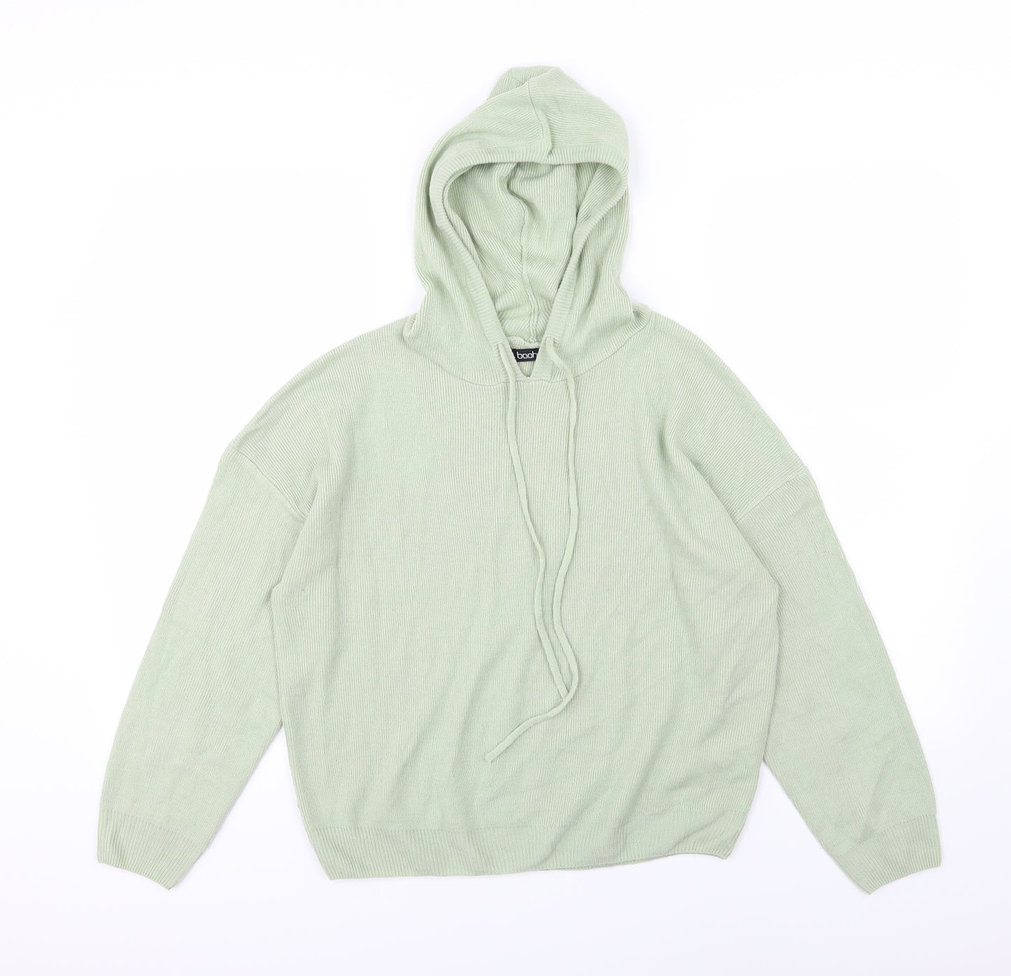 Boohoo Womens Green  Knit Pullover Hoodie Size M