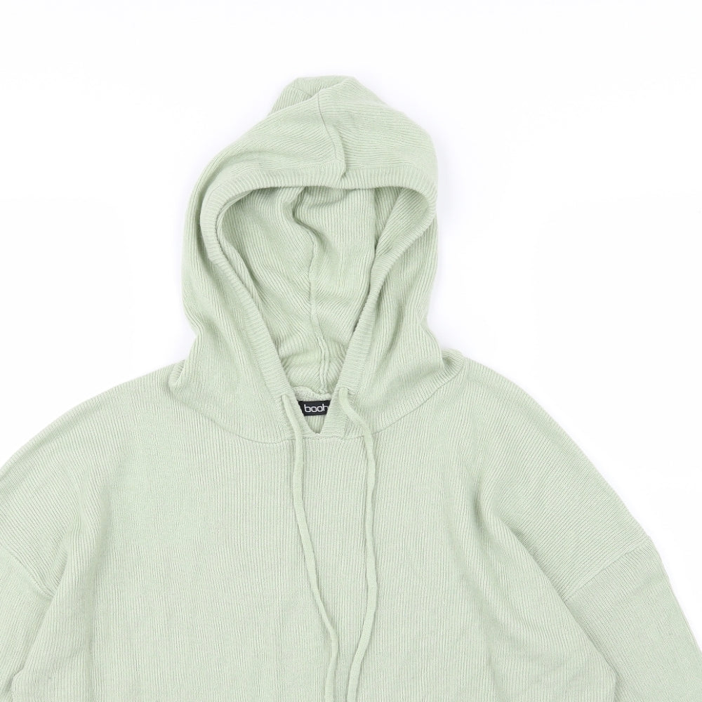 Boohoo Womens Green  Knit Pullover Hoodie Size M