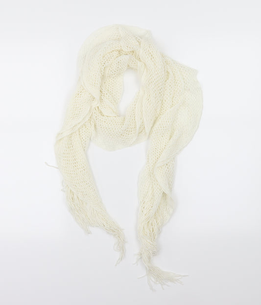 Front view of Preworn women’s ivory knit scarf