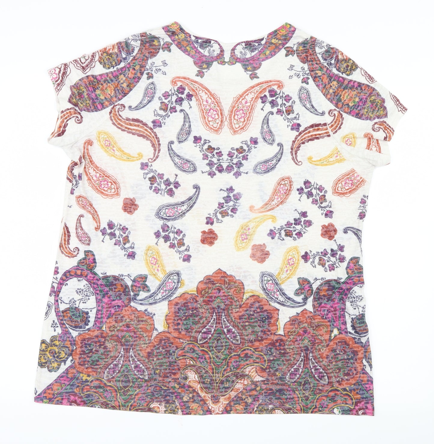 TU Womens Purple Paisley  Basic T-Shirt Size 16