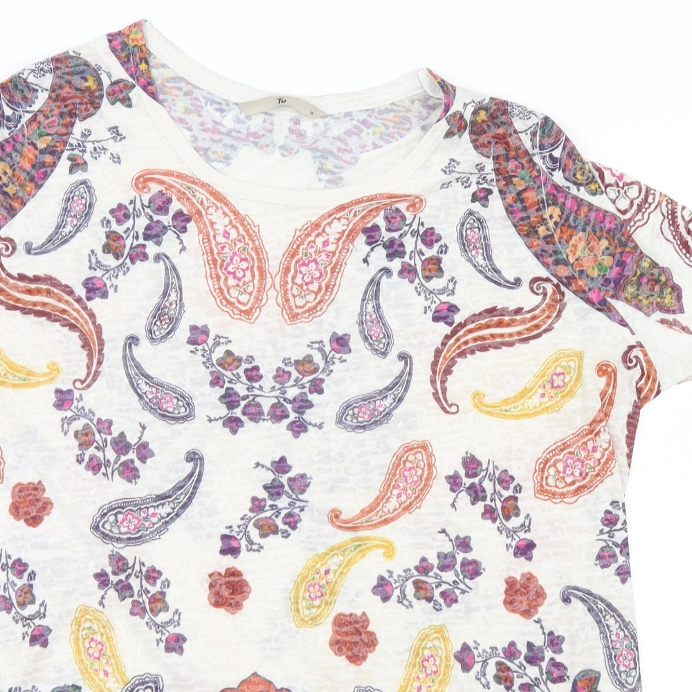 TU Womens Purple Paisley  Basic T-Shirt Size 16