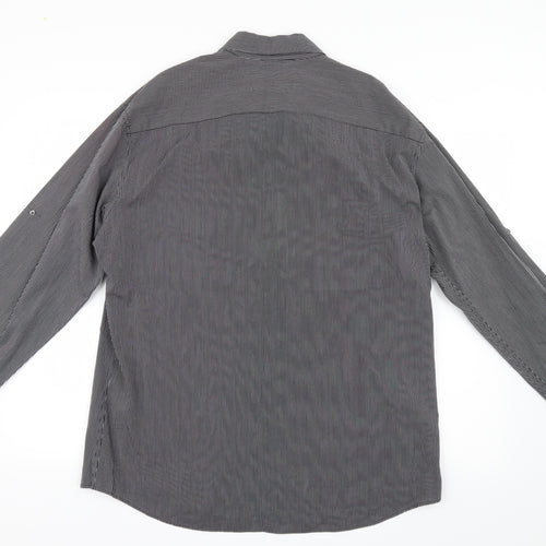 Marks and Spencer Mens Grey Striped   Button-Up Size L