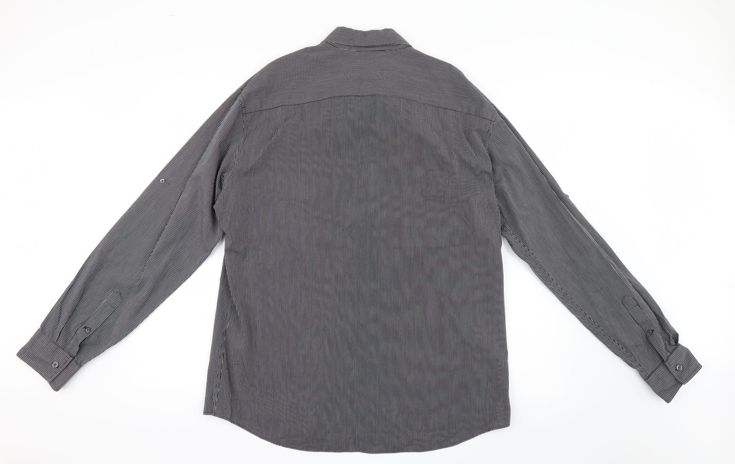 Marks and Spencer Mens Grey Striped   Button-Up Size L