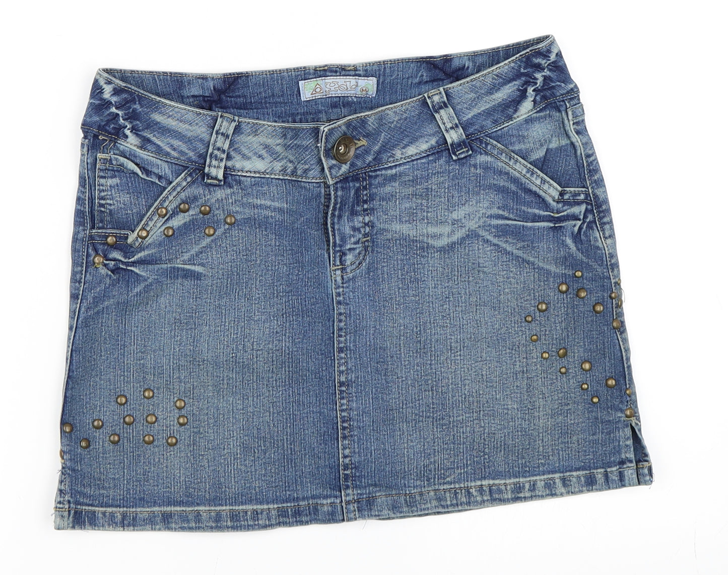 Yolo Womens Blue  Denim Mini Skirt Size M