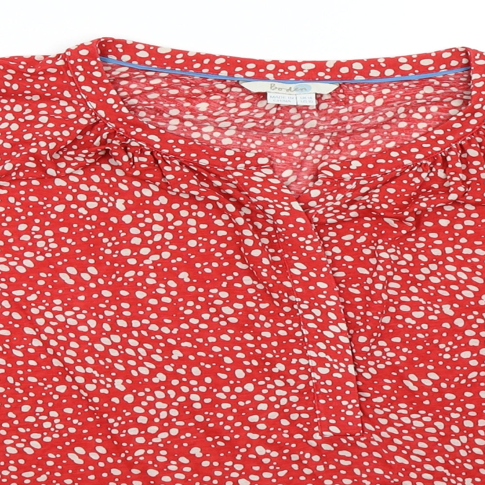 Boden Womens Red Animal Print  Basic T-Shirt Size 14