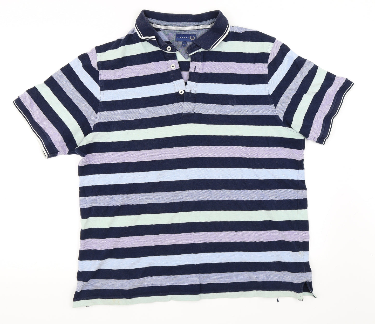 Lincoln Mens Blue Striped   Polo Size XL
