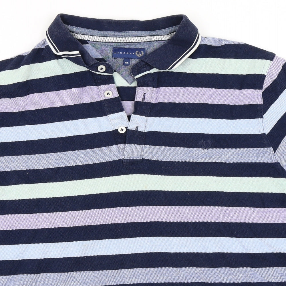 Lincoln Mens Blue Striped   Polo Size XL