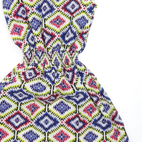 Drunken Tango Womens Multicoloured Geometric  Skater Dress  Size L