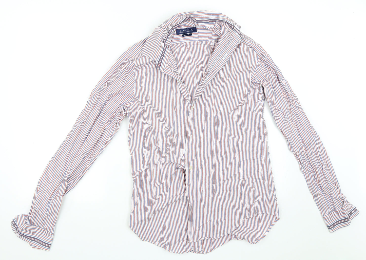 Zara Mens Red Striped   Button-Up Size S