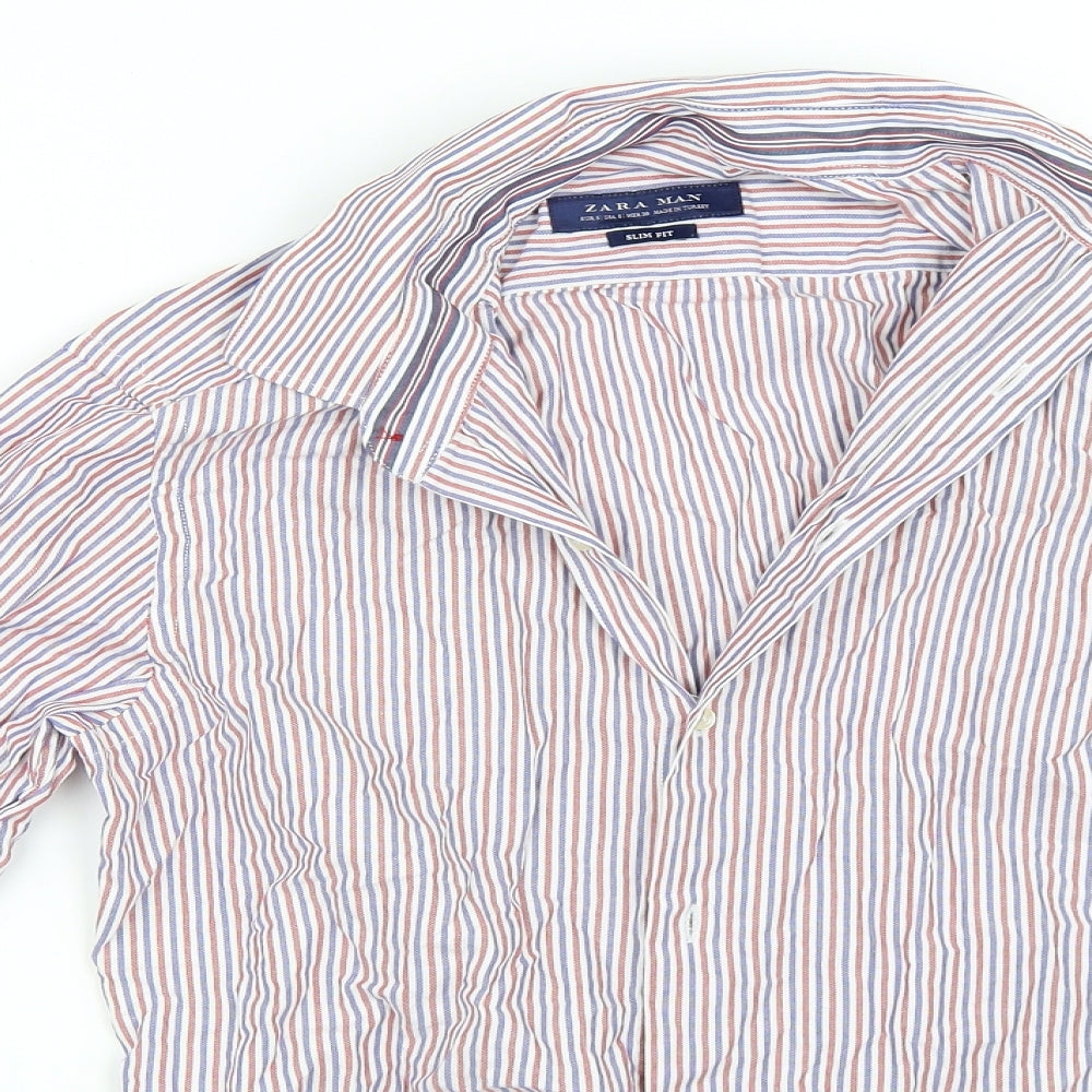 Zara Mens Red Striped   Button-Up Size S