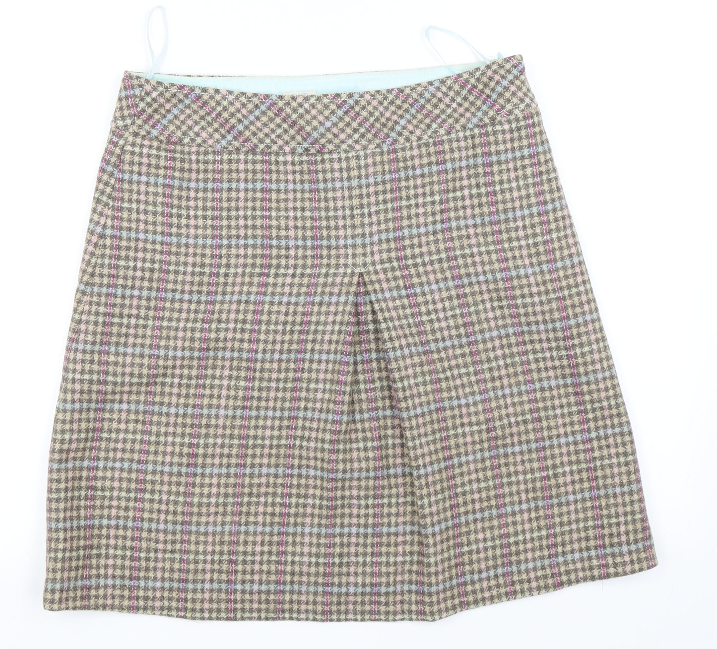 Joules Womens Beige Houndstooth  A-Line Skirt Size 12
