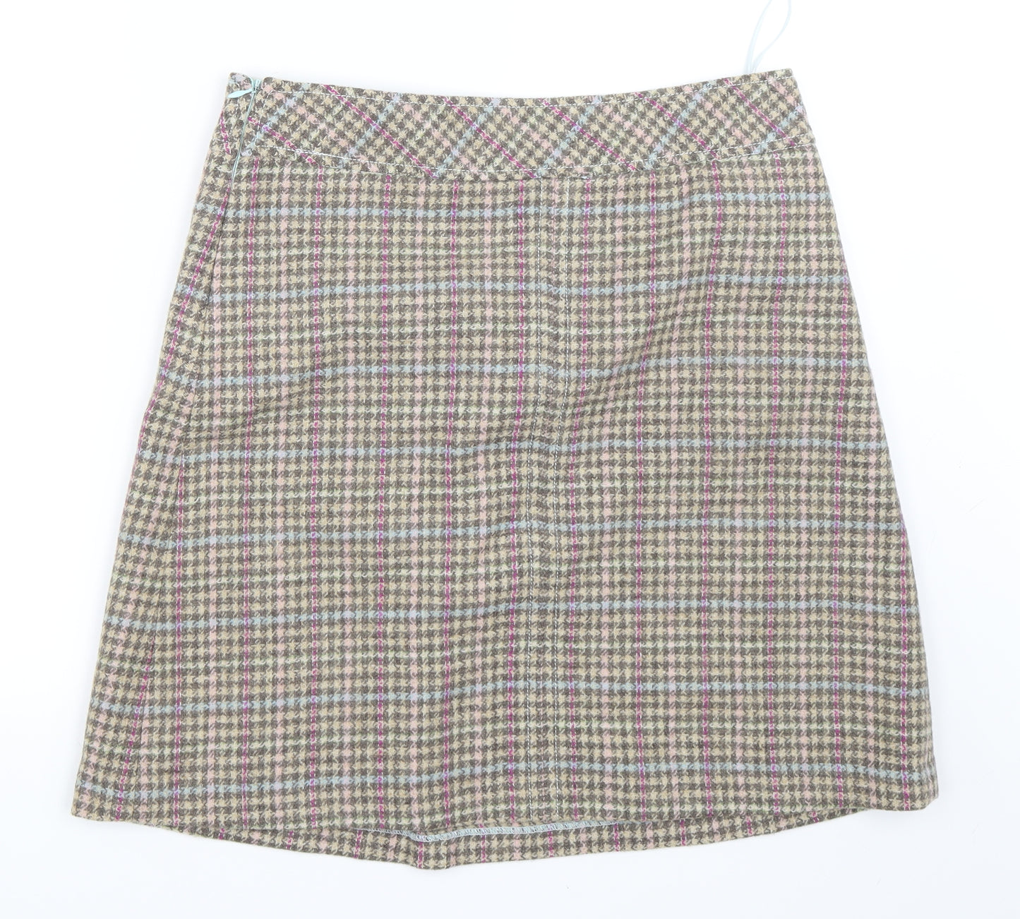 Joules Womens Beige Houndstooth  A-Line Skirt Size 12