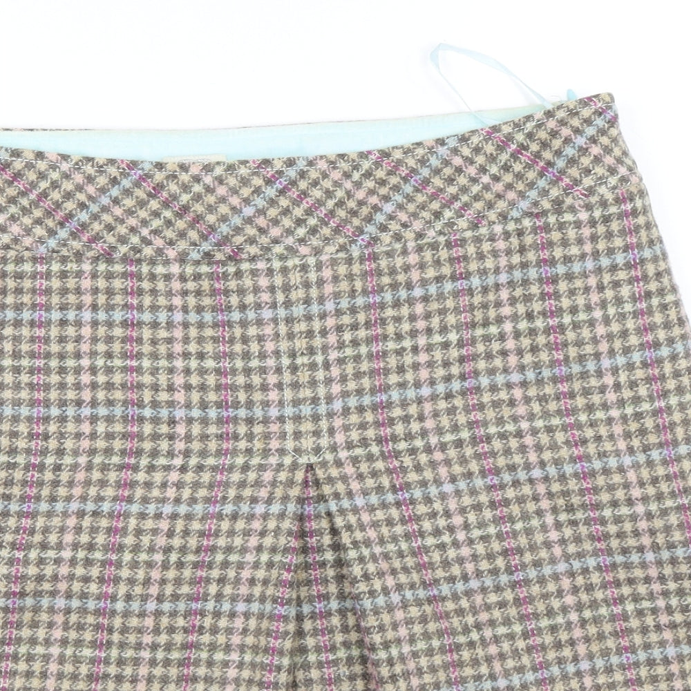 Joules Womens Beige Houndstooth  A-Line Skirt Size 12