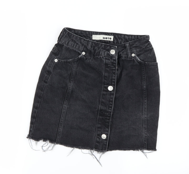 Topshop Womens Black A-Line Skirt Size 8