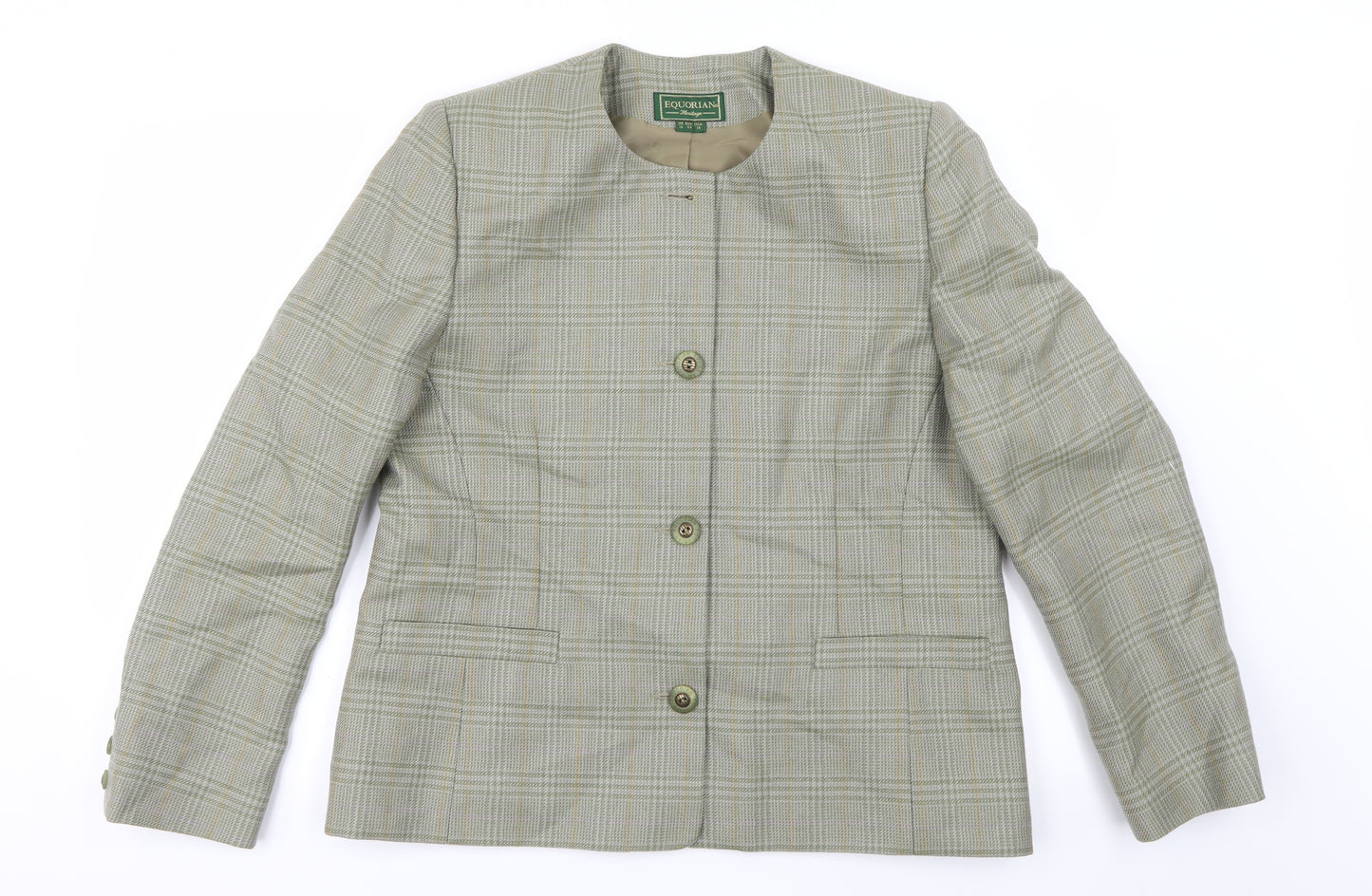bquorian Womens Green Check  Jacket Blazer Size 16