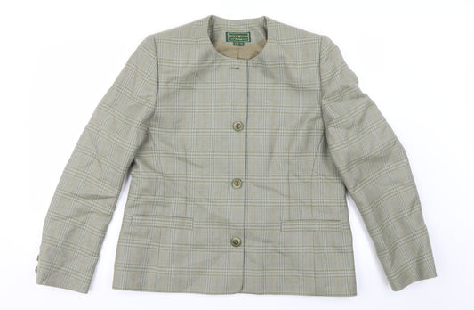 Front view of bquorian women’s green check jacket blazer, size UK 16