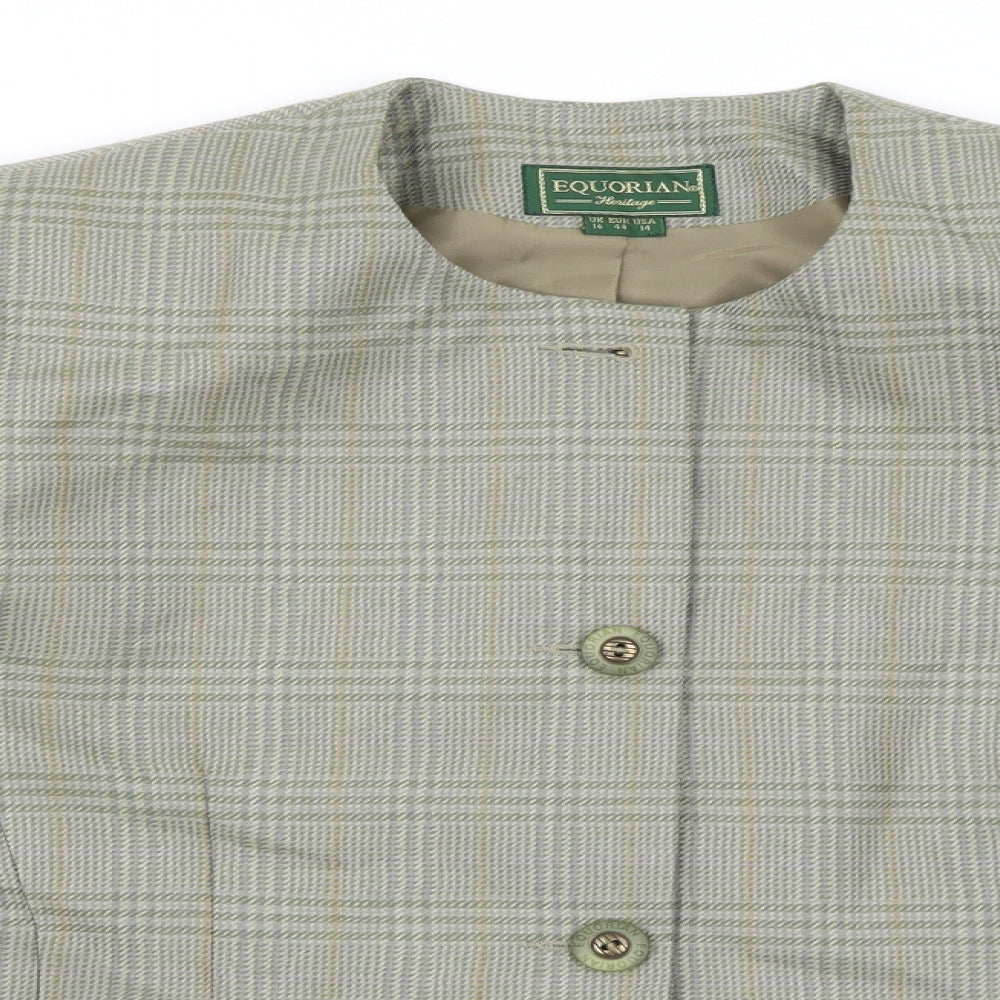 bquorian Womens Green Check  Jacket Blazer Size 16