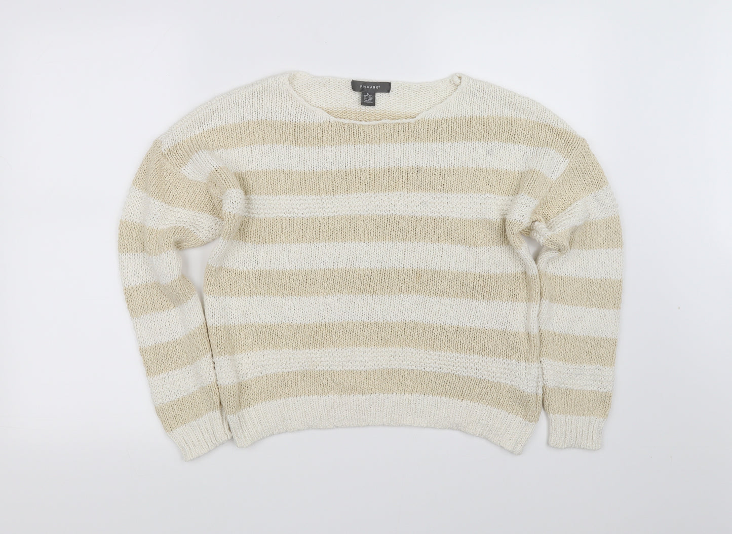 Primark Womens Beige Striped  Pullover Jumper Size M
