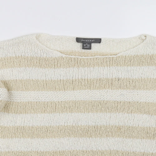 Primark Womens Beige Striped  Pullover Jumper Size M