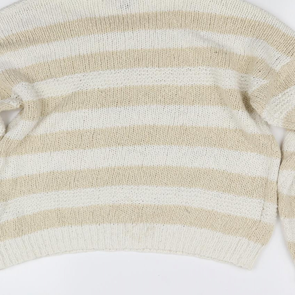 Primark Womens Beige Striped  Pullover Jumper Size M