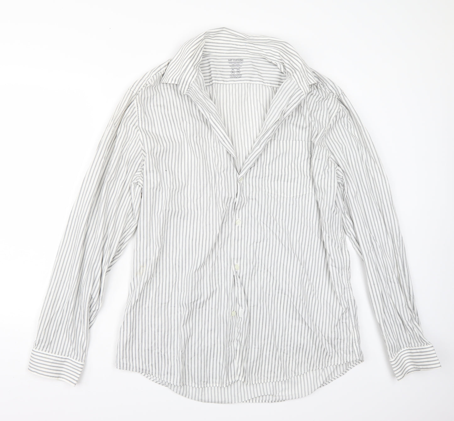 Gap Womens White Striped  Basic Button-Up Size XL