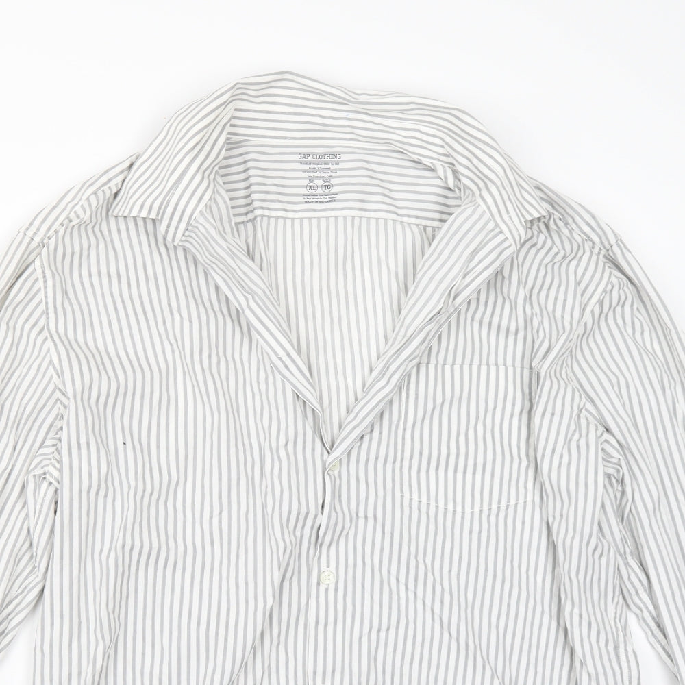Gap Womens White Striped  Basic Button-Up Size XL