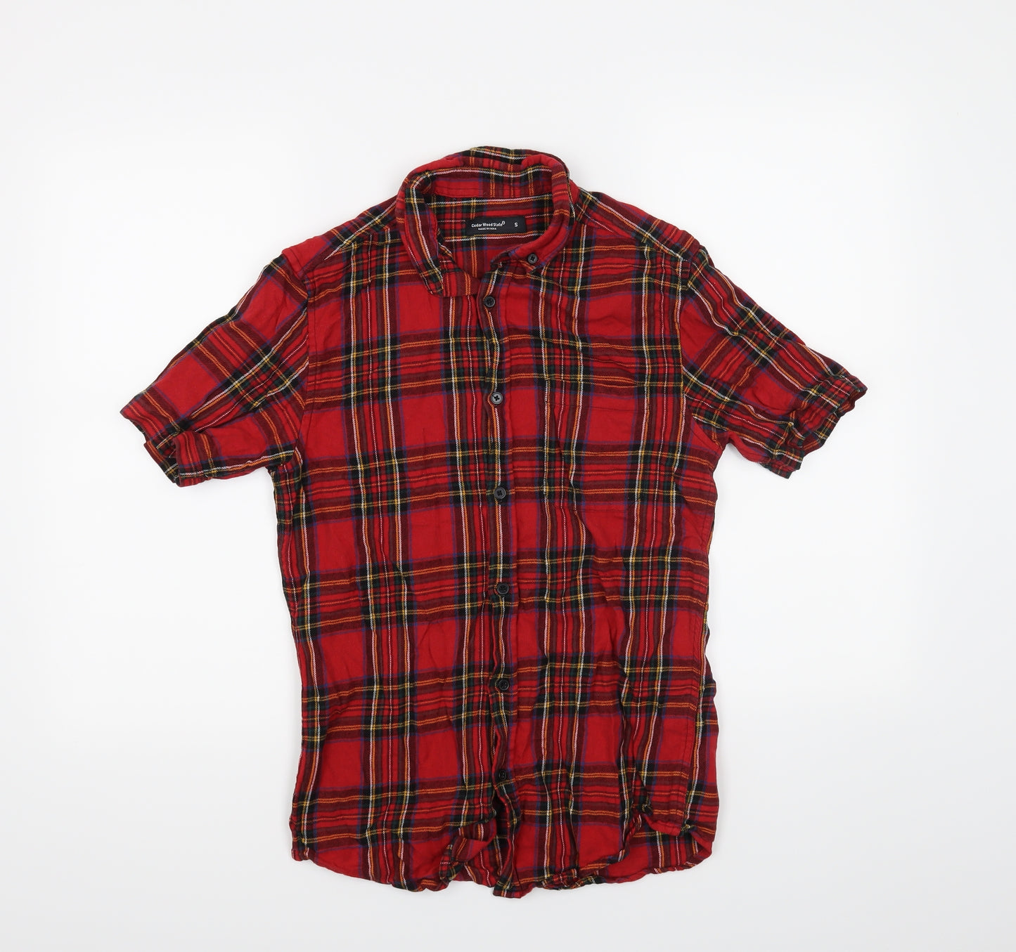Cedar Wood State Mens Red Check   Button-Up Size S