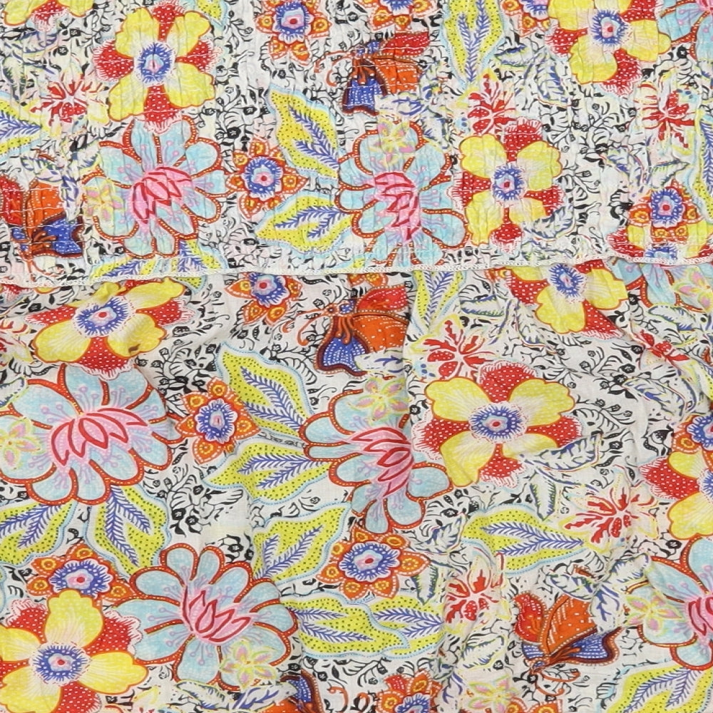 Preworn Womens White Floral  Basic Blouse Size 14