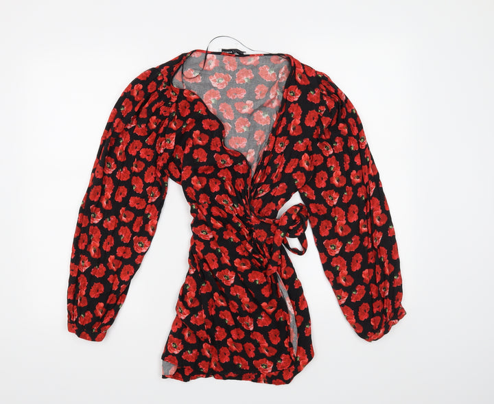 Pull & Bear Womens Black Floral  Basic Blouse Size S